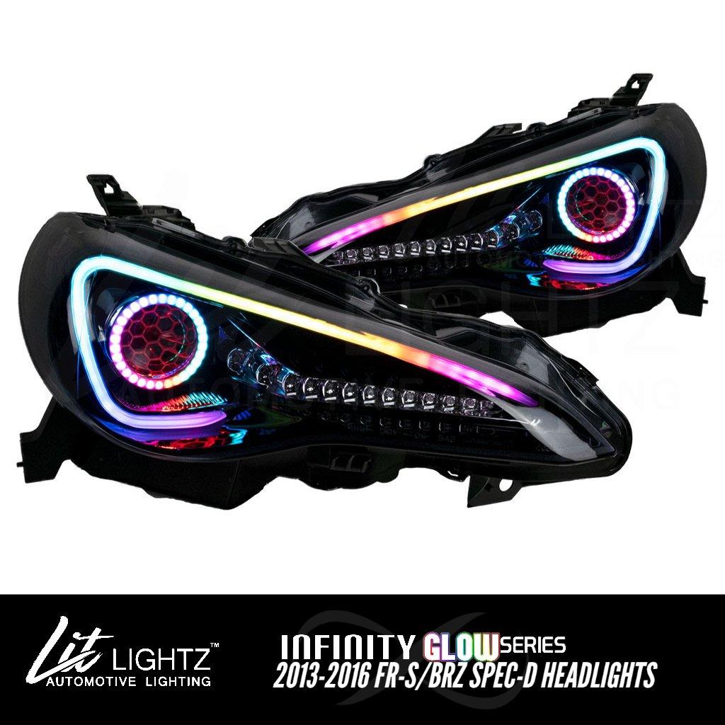 2013-2016 Scion FR-S/BRZ Spec-D Headlights (Infinity Glow™ Series) Pre-Built Headlights Lit Lightz 