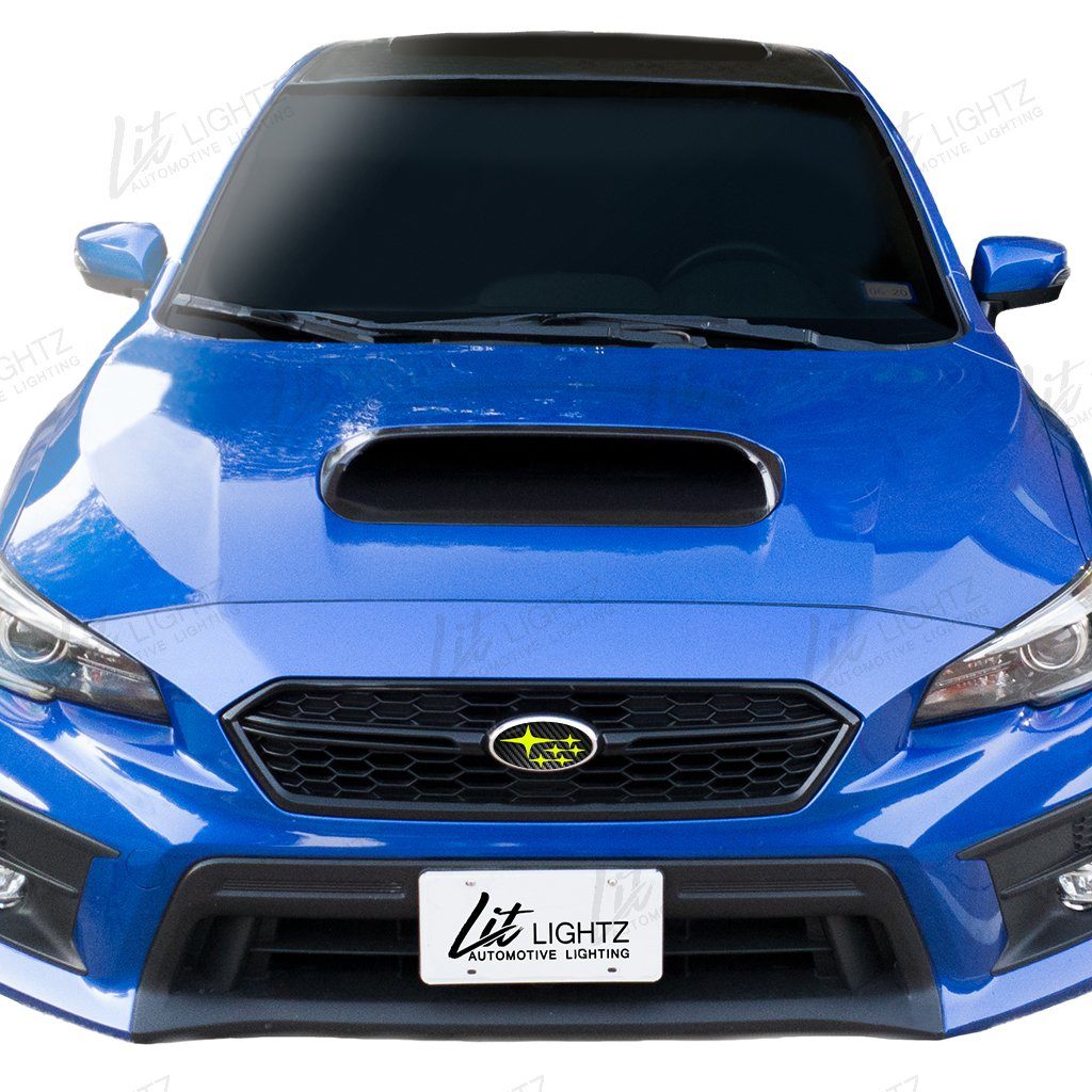 2015+ WRX/STi Front & Rear Subaru Logo Emblem Vinyl Overlay (Carbon Fiber Background) Lit Lightz 