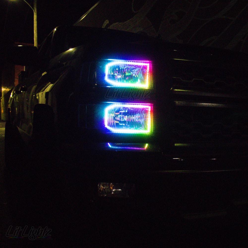 2014-2015 Chevrolet Silverado Color Chasing LED Halo Kit (Halogen) - LitLightz.com